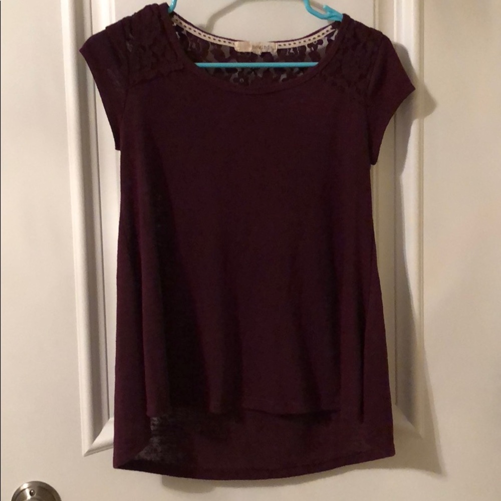 rewind dark maroon short sleeved top
